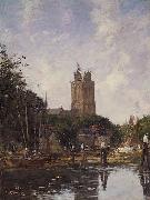 Dordrecht the Grote Kerk from the Canal Eugene Boudin
